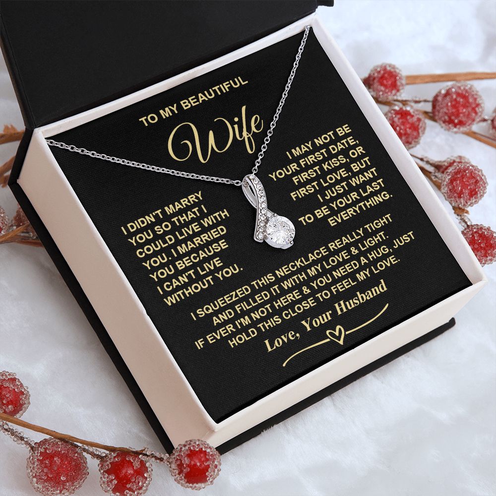 Wife Necklace Gifts from Husband, Gifts for Wife Birthday Gifts from Husband, Necklaces for Wife from Husband to My Wife Message Card and Necklace Gift Box Gift Box Styles on Birthday, Christmas, Wedding, Anniversary, Valentine Allruing Necklace