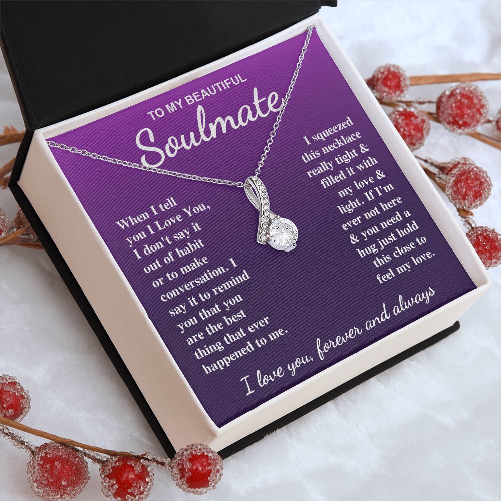 To My Beautiful Soulmate Necklace Gift for Her, Soulmate for Wife Birthday Gifts from Husband, Valentine for Women, Soulmate Gifts, Message Card and Necklace Gifts Box Gift Box Styles on Birthday, Wedding, Anniversary, Valentine Allruing Necklace