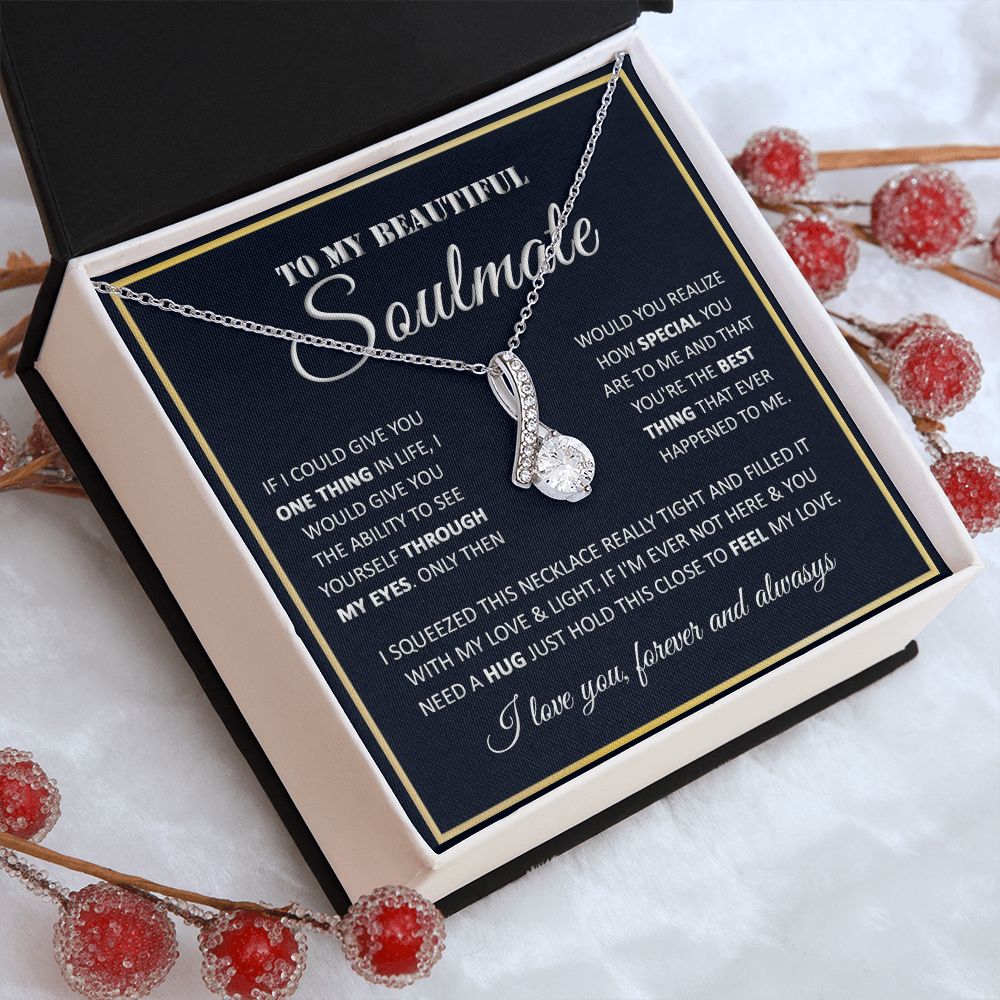 Couples Gifts, To My Beautiful Soulmate Necklace Gifts From Husband, Wedding Anniversary For Wife From Husband, My Beautiful Wife, Necklace Custom Name Message Card and Gift Box Styles on Birthday, Christmas, Wedding, Anniversary Allruing Necklace