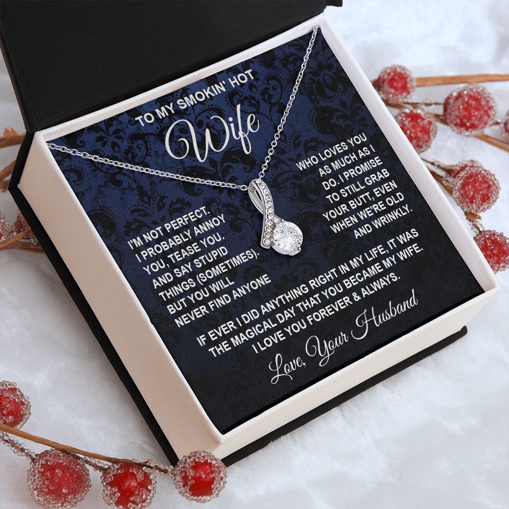 Wife Necklace Gifts from Husband, Wedding Gifts for Wife from Husband, Wife Valentine Gifts from Husband, To My Wife Necklace Message Card and Necklace Gifts Box Gift Box Styles on Birthday, Wedding, Anniversary, Valentine Allruing Necklace