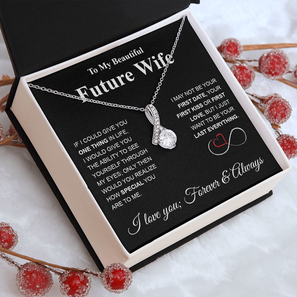 Future Wife Necklace My Last Everything, Promise Necklace For Her, Fiance Gifts For Her, Valentine Gifts For Future Wife With Message Card Box LED, Soulmate Necklace For Women, To My Wife Necklace Allruing Necklace