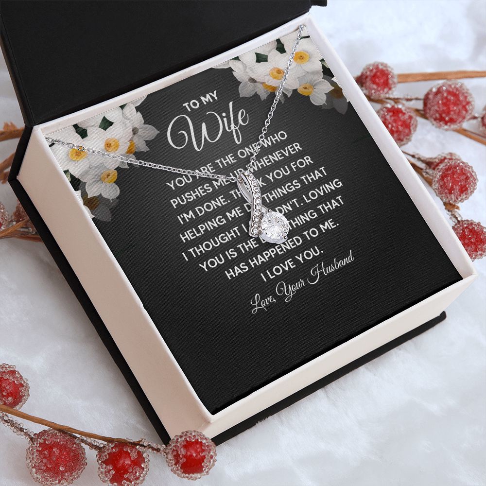 Wife Necklace Gifts From Husband, Wedding Anniversary Jewelry For Wife From Husband, Wife Birthday From Husband  Message Card and Gift Box styles On Birthday, Christmas, Anniversary Allruing Necklace