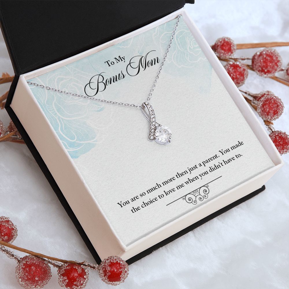 My Bonus Mom Necklace, Dear Mom, Mother's Day Necklace, Gift for Mom from Daughter, Son, Amazing Mom, Perfect Mother Mother's Day Gift, Love Knot Necklace Message Card and Gift Box Styles on Birthday, Christmas, Anniversary  Allruing Necklace