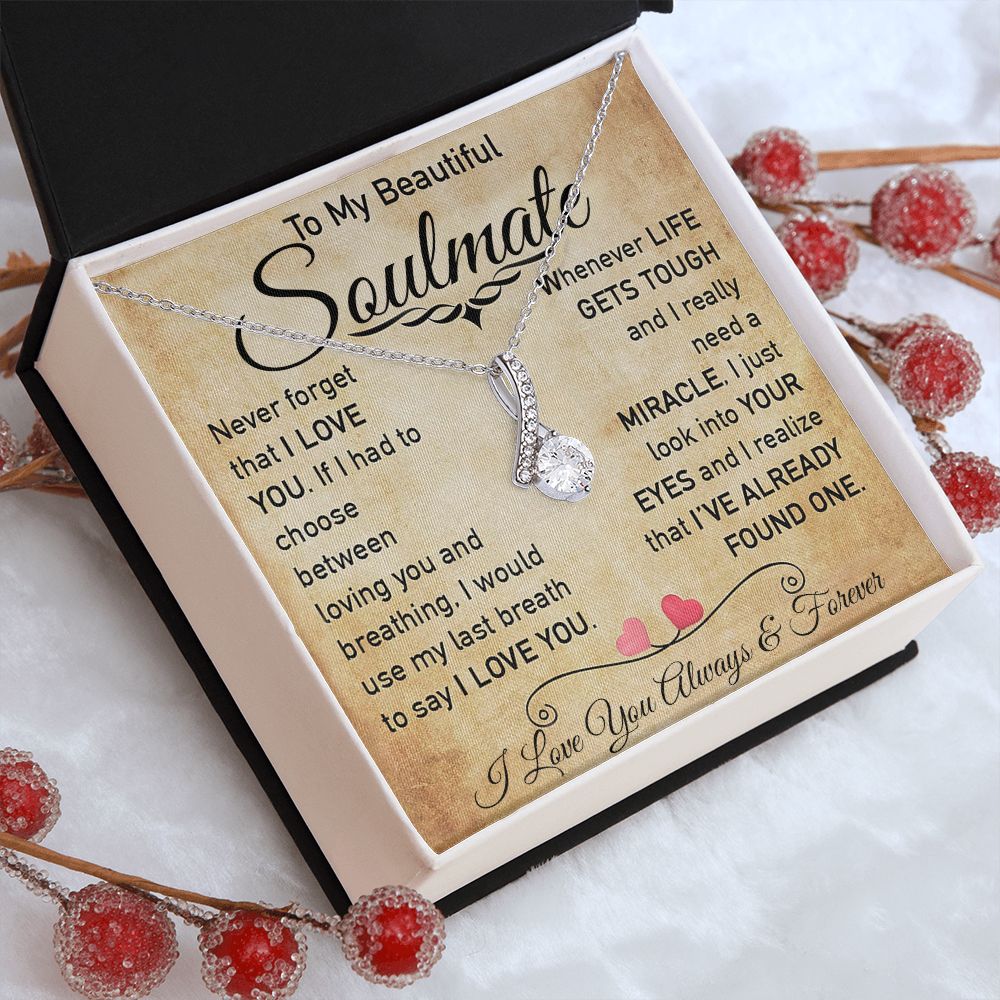My Beautiful Soulmate Necklace Future Wife Gifts, Promise Necklace For Her, Fiance Gifts For Her, Valentine Gifts For Soulmate From Husband With Message Card Box LED, Soulmate Necklace For Women, To My Wife Necklace Allruing Necklace