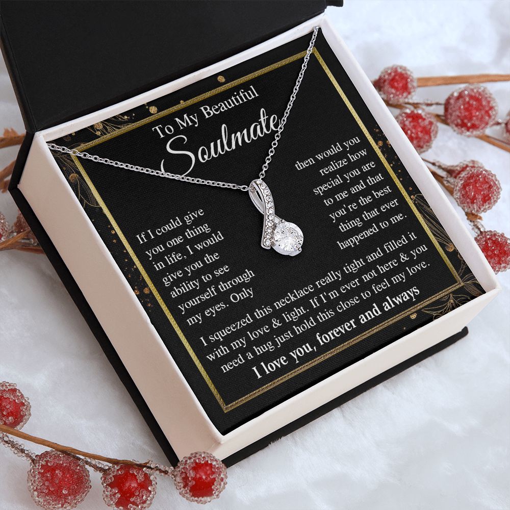 Soulmate Necklace Gift for Her, Soulmate Jewelry, Necklace for Future Wife, Valentine Jewelry for Wife Necklace Gifts from Husband - Soulmate Gift Necklace with Message Card and Gift Box Allruing Necklace