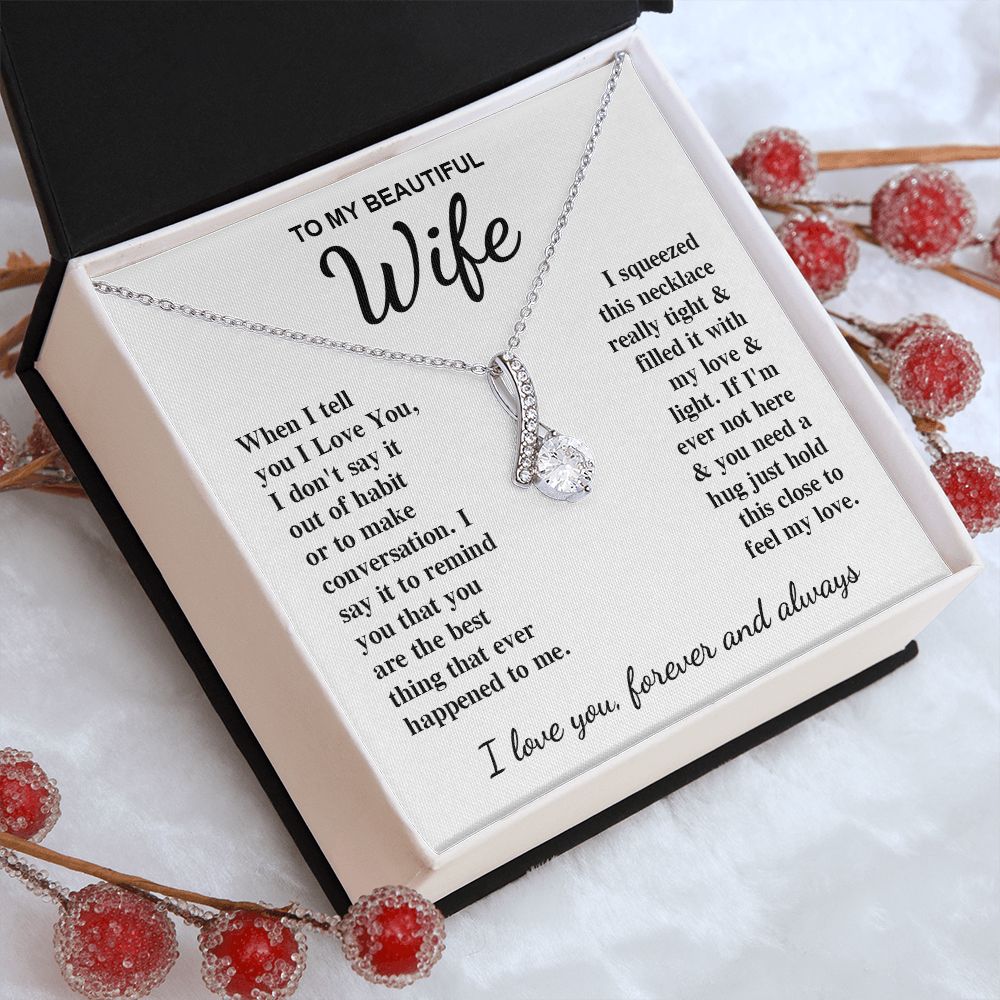 To My Beautiful Wife Necklace Gift for Her, Soulmate for Wife Birthday Gifts from Husband, Anniversary for Women, Soulmate Gifts, Message Card and Necklace Gifts Box Gift Box Styles on Birthday, Wedding, Anniversary, Valentine Allruing Necklace