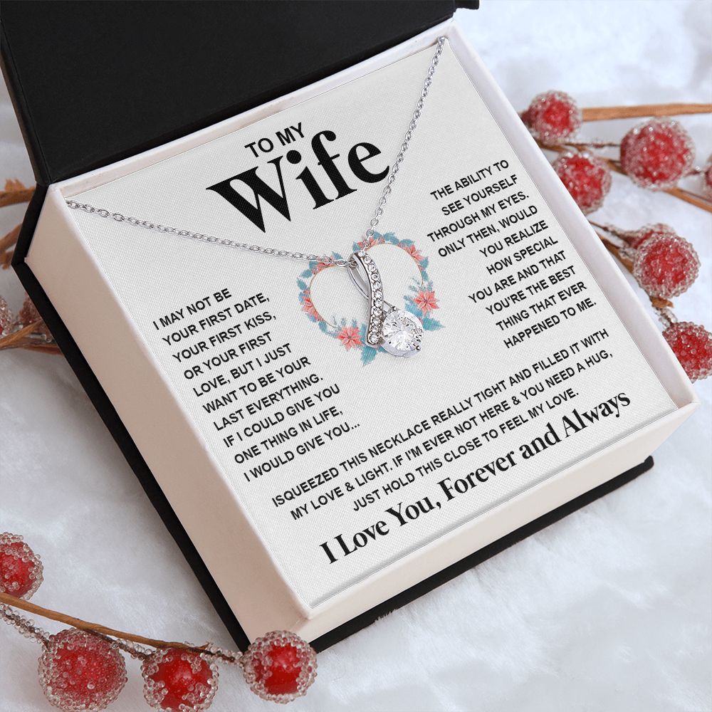 Couples Gifts Necklace To My Wife Necklace Valentine Christmas Jewelry Romantic Gifts For My Wife Pendant Jewelry with Message Card and Box Necklaces for Women Valentines Day Happy Anniversary Wedding Present Allruing Necklace
