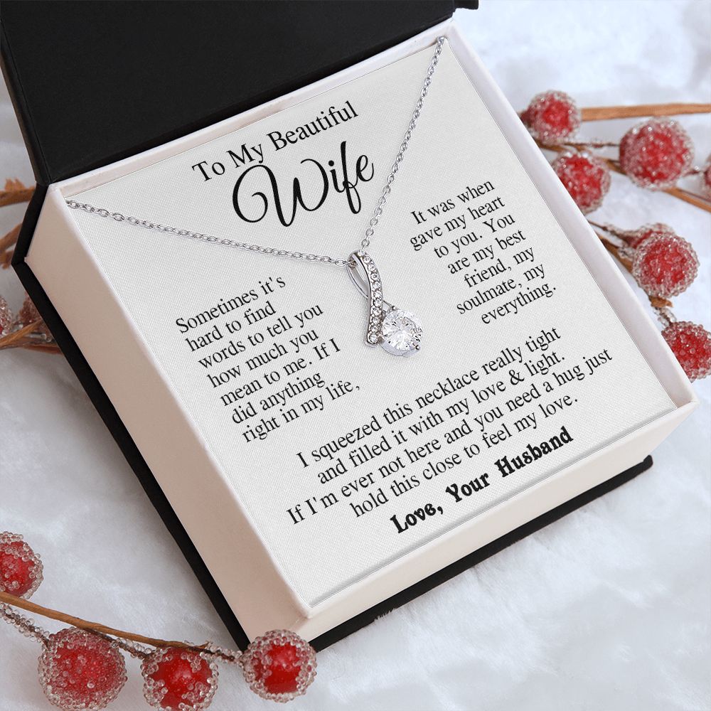 Wife Necklace from Husband, Anniversary Romantic Gifts for Wife from Husband to My Wife Necklaces for Wife Birthday Gifts, Wife Jewelry Necklace Message Card and Necklace Gift Box Gift Box Styles on Birthday, Wedding, Anniversary, Valentine Allruing Neckl