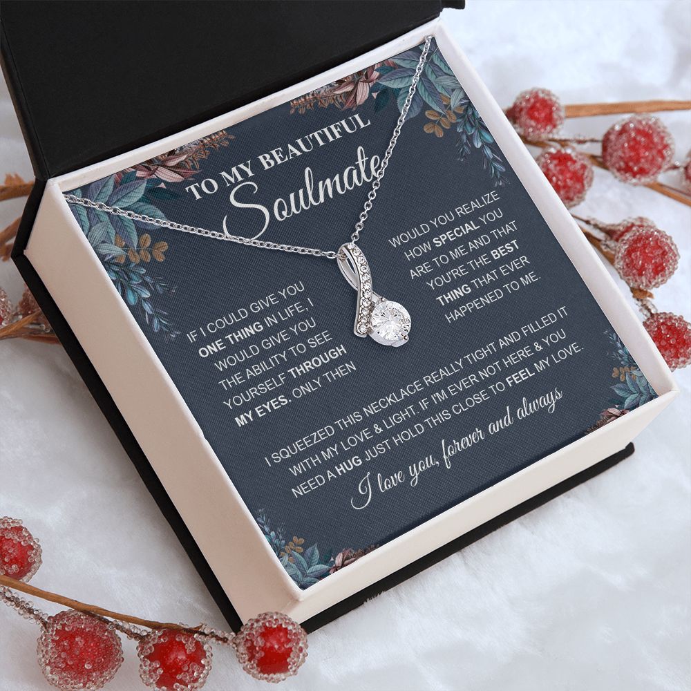 To My Beautiful Soulmate Necklace, Love Necklace for Girlfriend, Wife Gift, Soulmate Jewelry, Soulmate Necklace, Future Wife Gift, Necklace for Wife from Husband Necklace Message Card and Gift Box Styles on Birthday, Christmas, Wedding, Anniversary Allrui