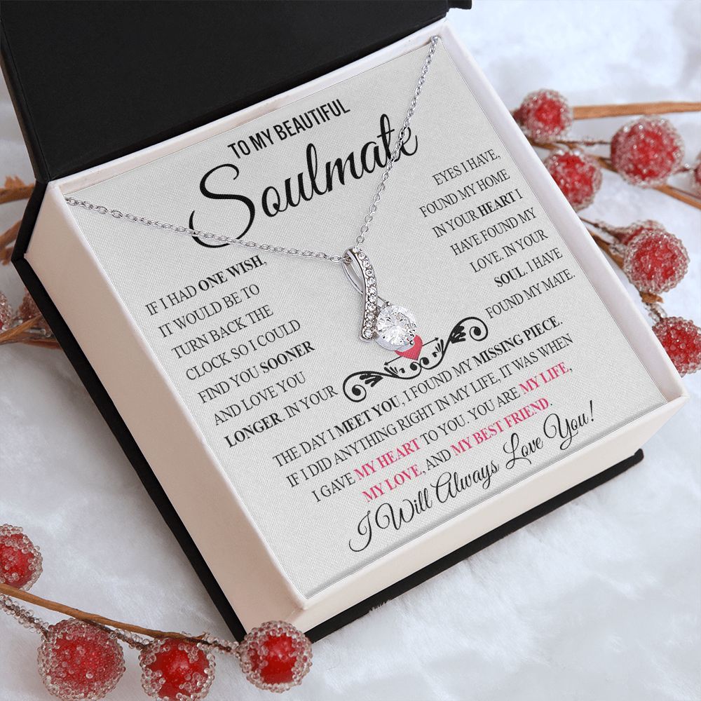 My Beautiful Soulmate Necklace Future Wife Gifts, Promise Necklace For Her, Fiance Gifts For Her, Valentine Birthday Gifts For Future Wife With Message Card Box LED, Soulmate Necklace For Women, To My Wife Necklace Allruing Necklace