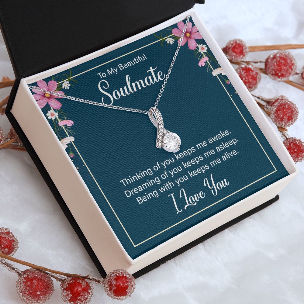 To My Beautiful Soulmate Necklace for her Jewelry For Her Couples Gifts Necklaces For Soul Mate Christmas Jewelry, Love Knot Meaningful Necklace Message Card and Gift Box Styles on Birthday, Christmas, Anniversary  Allruing Necklace