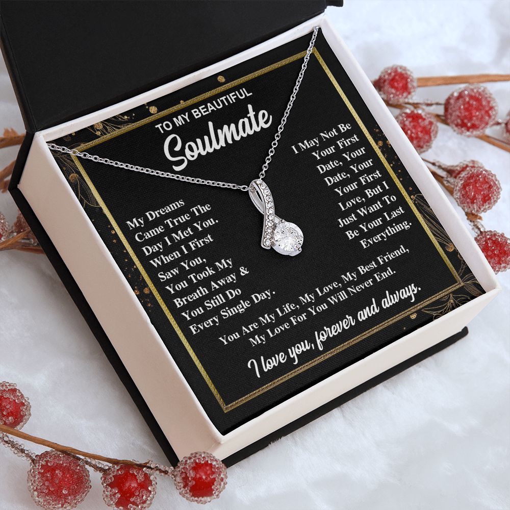 To My Soulmate Necklace Gift for Her, Soulmate Necklace, Necklaces for Wife from Husband, Birthday To My Wife Necklace, Soulmate Gifts, Necklace Message Card and Gift Box Styles on Birthday, Wedding, Anniversary, Valentine Allruing Necklace