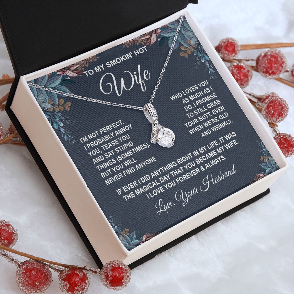 Wife Necklace Gifts from Husband, Anniversary Gifts for Wife from Husband, Wife Valentine Gifts from Husband, To My Wife Necklace Message Card and Necklace Gifts Box Gift Box Styles on Birthday, Wedding, Anniversary, Valentine Allruing Necklace
