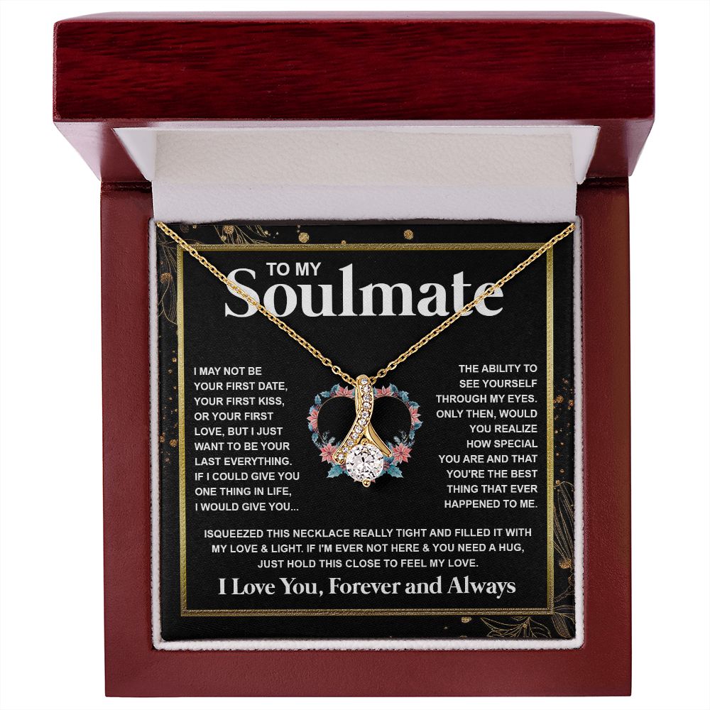 Couples Gifts Necklace To My Soulmate Necklace Anniversary Wedding Jewelry Romantic Gifts For My Wife Pendant Jewelry with Message Card and Box Necklaces for Women Valentines Day Happy Anniversary Wedding Present Allruing Necklace