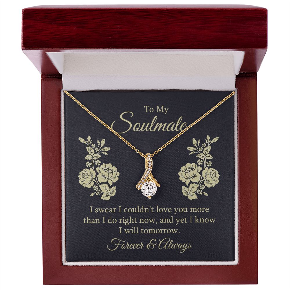 To My Soulmate Necklace for her Jewelry For Her Couples Gifts Necklaces For Soul Mate Christmas Jewelry, Forever & Always, Love Knot Meaningful Necklace Message Card and Gift Box Styles on Birthday, Christmas, Anniversary Allruing Necklace