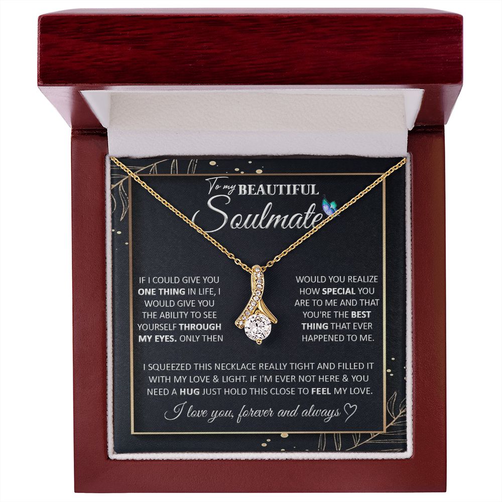 Couples Gifts To My Beautiful Soulmate Necklace From Husband, Wedding For Wife From Husband, Wife Wedding From Husband, To My Wife, Necklace Custom Name Message Card and Gift Box Styles on Birthday, Christmas, Wedding, Anniversary Allruing Necklace