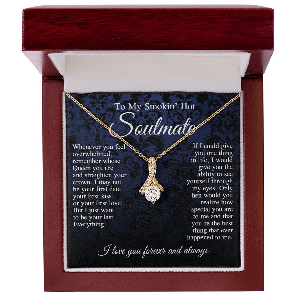 To My Smokin Hot Soulmate Necklace, Valentine Anniversary Jewelry Gift for Women, Anniversary Gifts For Wife From Husband To My Wife Necklace Message Card and Necklace Gift Box Gift Box Styles on Birthday, Wedding, Anniversary, Valentine Allruing Necklace