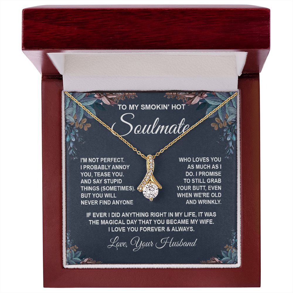 Soulmate Necklace Gifts from Husband, Anniversary Gifts for Wife from Husband, Wife Valentine Gifts from Husband, To My Wife Necklace Message Card and Necklace Gifts Box Gift Box Styles on Birthday, Wedding, Anniversary, Valentine Allruing Necklace