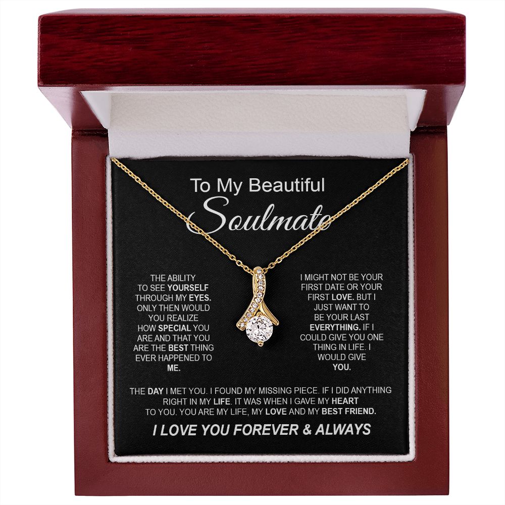 To My Beautiful Soulmate Necklace, Love Necklace for Girlfriend, Soulmate Jewelry, Soulmate Necklace, Future Wife Gifts, Necklace for Wife from Husband Necklace Message Card and Gift Box Styles on Birthday, Christmas, Wedding, Anniversary Allruing Necklac