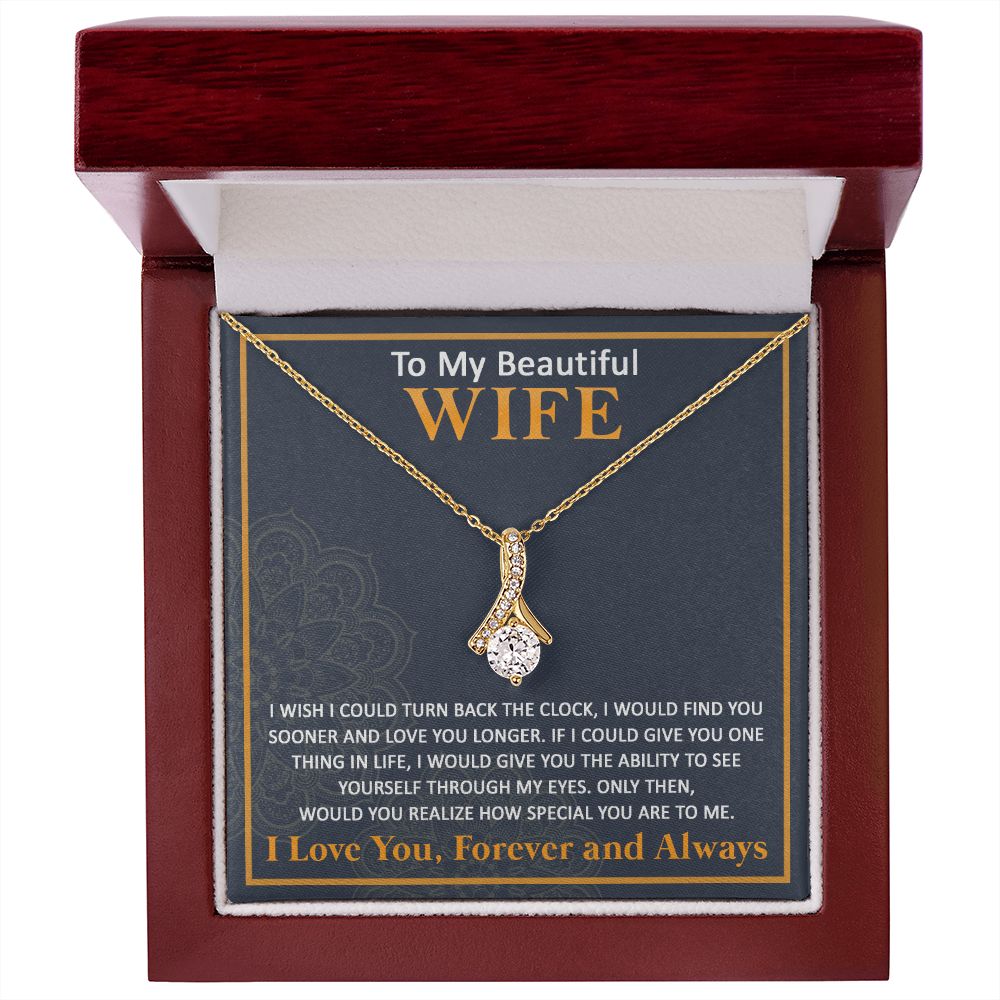 Couples Gifts, To My Beautiful Wife Necklace From Husband, Wedding Anniversary For Wife From Husband, Wife Wedding From Husband, To My Wife, Necklace Custom Name Message Card and Gift Box Styles on Birthday, Christmas, Wedding, Anniversary Allruing Neckla