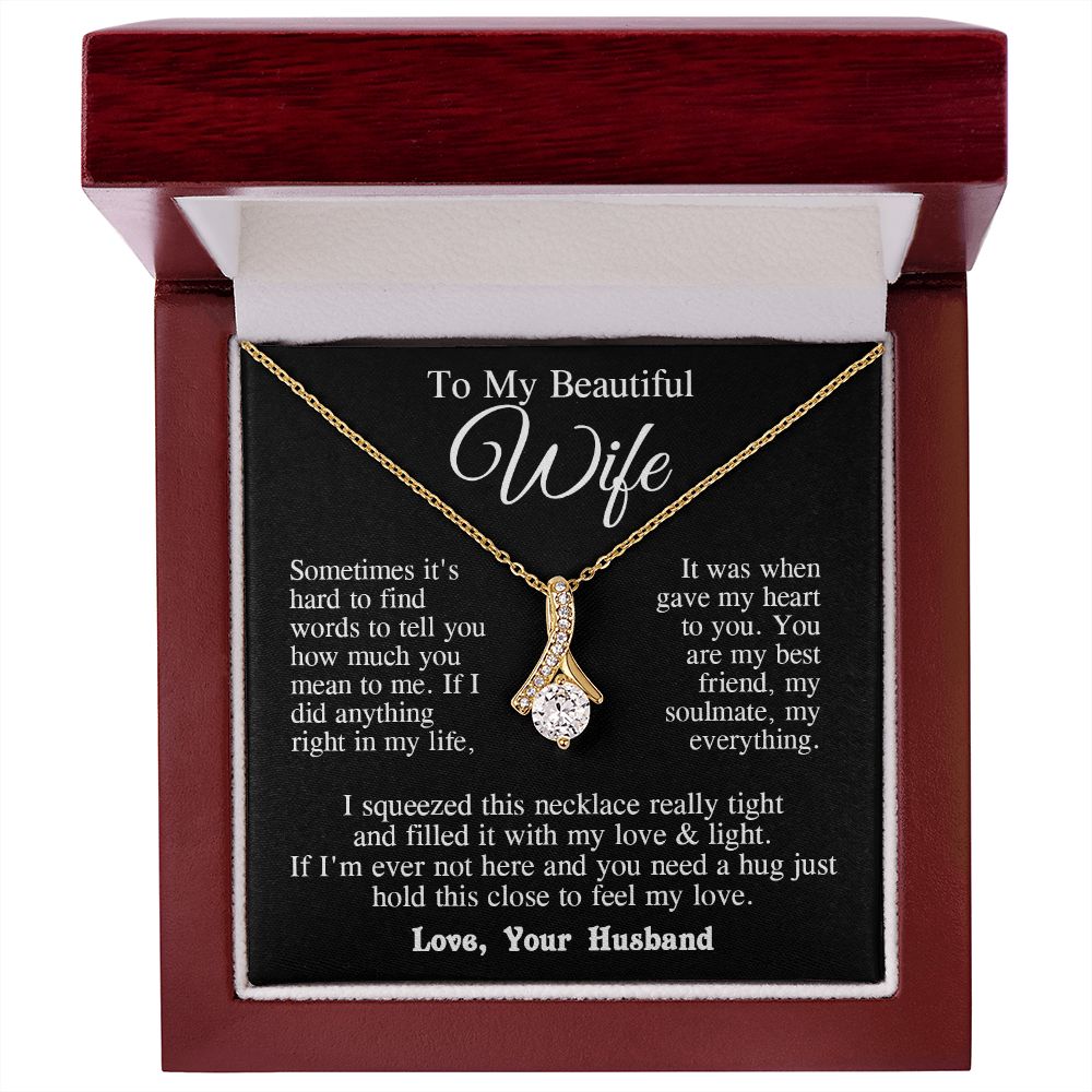 Wife Necklace from Husband, Wedding Anniversary Romantic Gifts for Wife from Husband to My Wife Necklaces for Wife Birthday Gifts, Wife Jewelry Necklace Message Card and Necklace Gift Box Gift Box Styles on Birthday, Wedding, Anniversary, Valentine Allrui