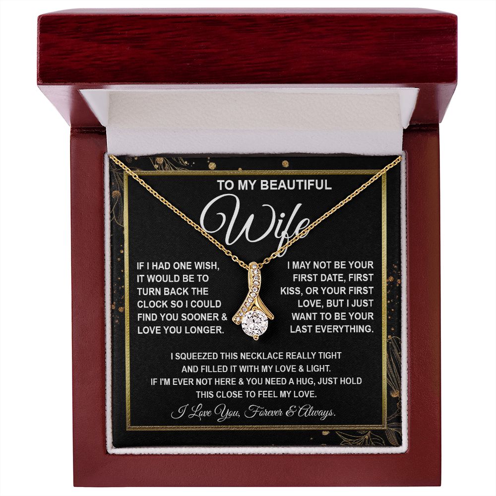 To My Beautiful Wife Necklace, Soulmate Jewelry For Women, Wife Necklace From Husband, Soulmate Gifts For Her, To My Future Soulmate Necklace Message Card and Necklace Gifts Box Gift Box Styles on Birthday, Wedding, Anniversary, Valentine Allruing Necklac