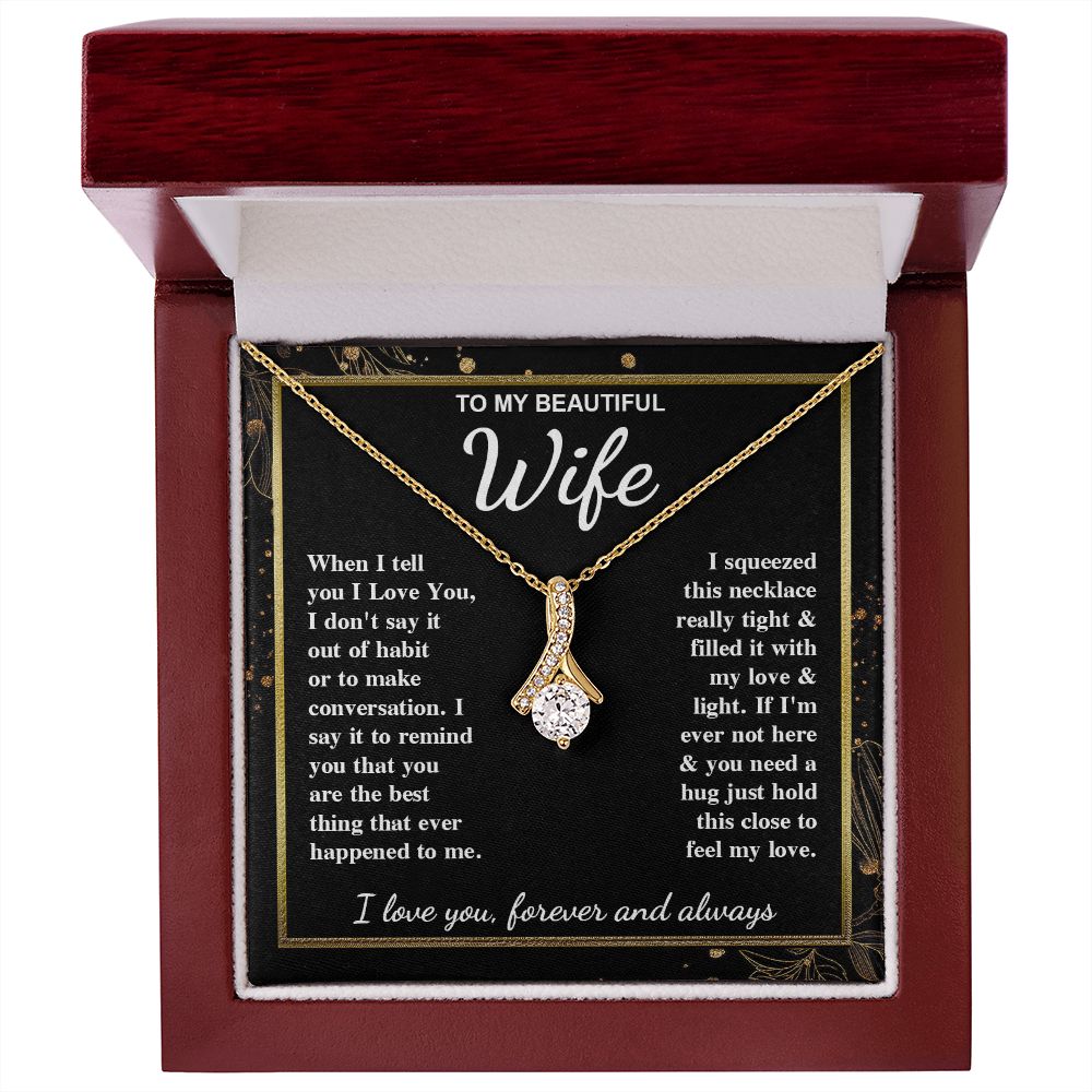 To My Beautiful Wife Necklace Gift for Her, Soulmate for Wife Valentine Gifts from Husband, Wedding for Women, Soulmate Gifts, Message Card and Necklace Gifts Box Gift Box Styles on Birthday, Wedding, Anniversary, Valentine Allruing Necklace