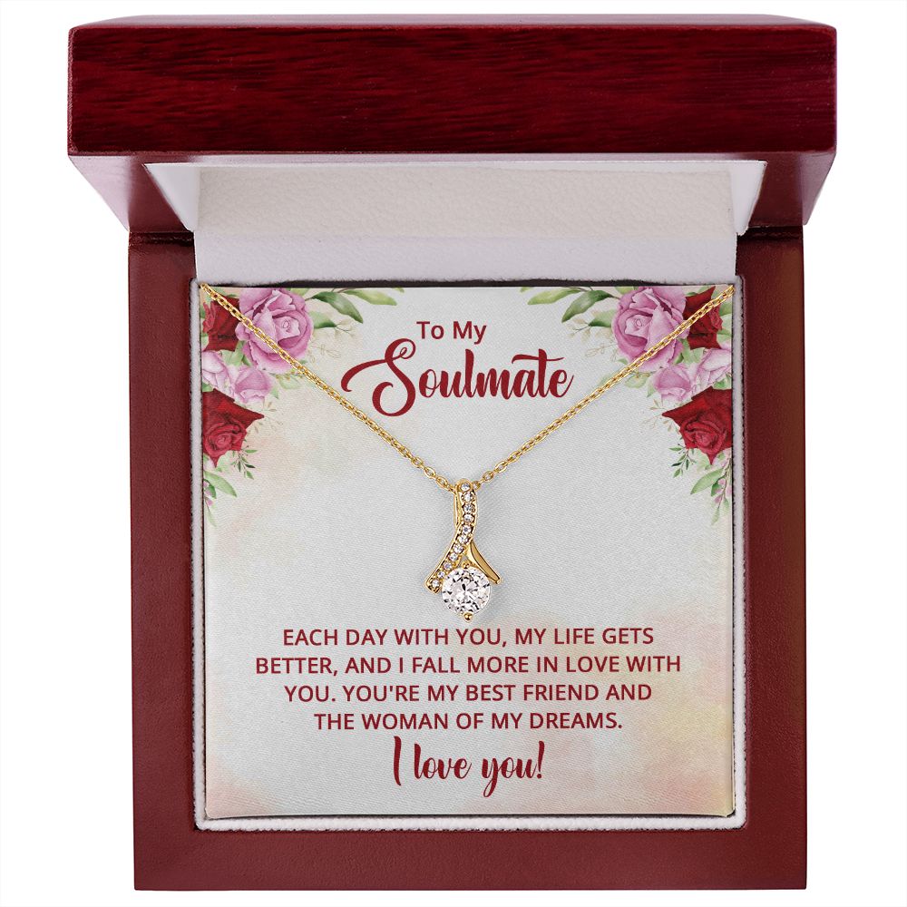 To My Soulmate Necklace I Love You Wife Love Knot Message Card and Box Gift Set for Girlfriend Women from Husband Boyfriend Couples, Meaningful Necklace Message Card and Gift Box Styles on Birthday, Christmas, Anniversary Allruing Necklace
