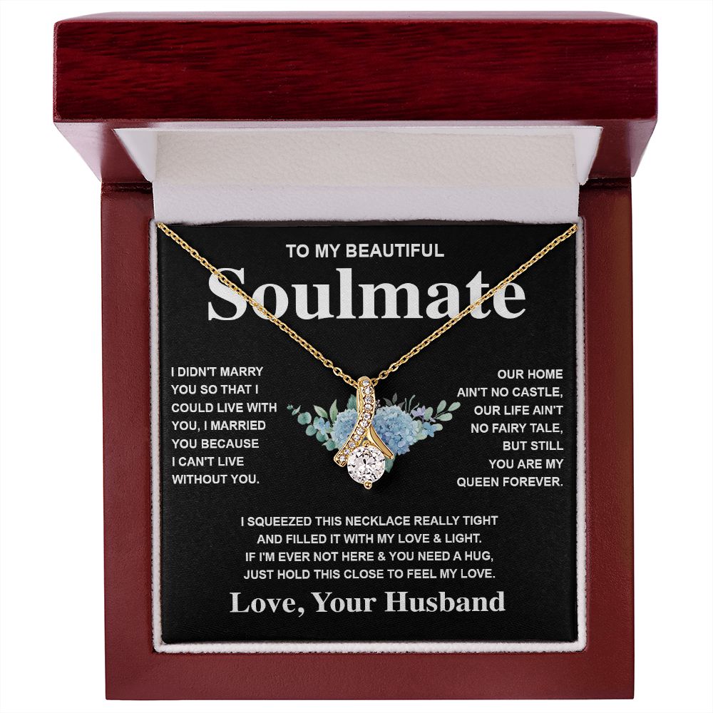 Soulmate Necklace Gift From Husband To My Badass Wife Pendant Valentines Day Anniversary Jewelry with Message Card and Gift Box. Gift for Wife. Necklace Gift Set for Wife Allruing Necklace