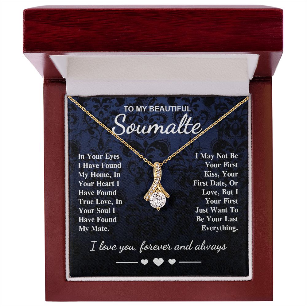 To My Beautiful Soulmate Necklace Gift, Soulmate for Wife Birthday Gifts from Husband, Wedding for Women, Soulmate Gifts, Message Card and Necklace Gifts Box Gift Box Styles on Birthday, Wedding, Anniversary, Valentine Allruing Necklace