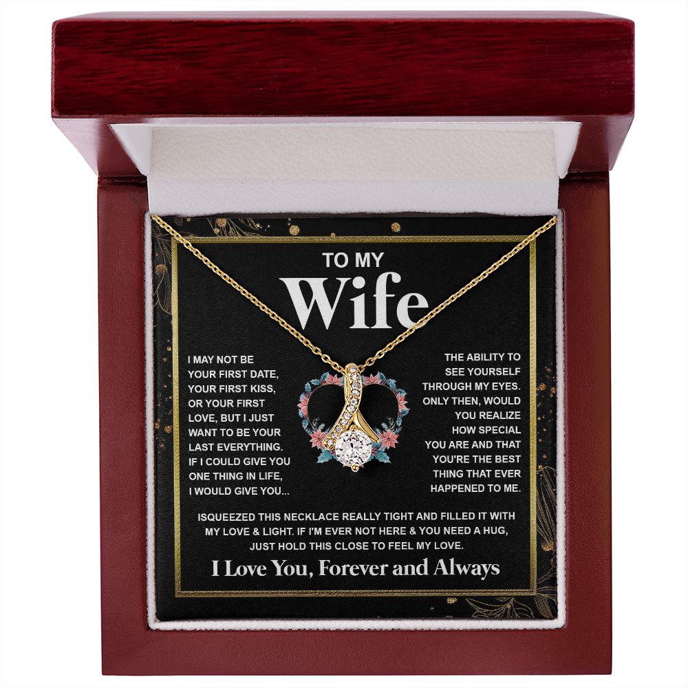 Couples Gifts Necklace To My Wife Necklace Anniversary Wedding Jewelry Romantic Gifts For My Wife Pendant Jewelry with Message Card and Box Necklaces for Women Valentines Day Happy Anniversary Wedding Present Allruing Necklace