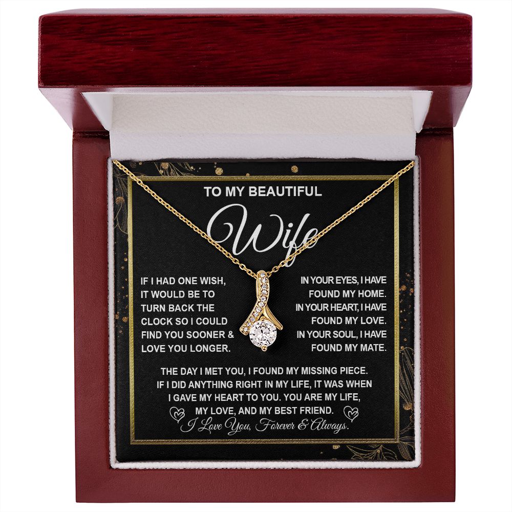 To My Beautiful Wife Necklace Gift for Her, Soulmate for Wife Valentine Gifts from Husband, Wedding Jewelry for Women, Soulmate Gifts, Message Card and Necklace Gifts Box Gift Box Styles on Birthday, Wedding, Anniversary, Valentine Allruing Necklace