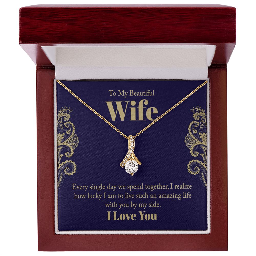 To My Beautiful Wife, Love Knot Necklace Gifts For Wife From Husband, To My Soulmate Necklace For Women, To My Wife Necklace Wedding Anniversary, I Love You, Meaningful Necklace Message Card and Gift Box Styles on Birthday, Christmas, Anniversary Allruing