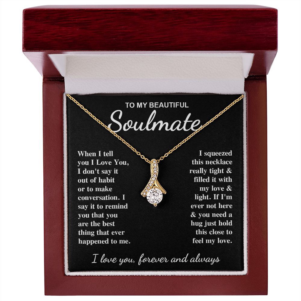 To My Beautiful Soulmate Necklace Gifts for Her, Soulmate for Wife Birthday Gifts from Husband, Valentine for Women, Soulmate Gifts, Message Card and Necklace Gifts Box Gift Box Styles on Birthday, Wedding, Anniversary, Valentine Allruing Necklace