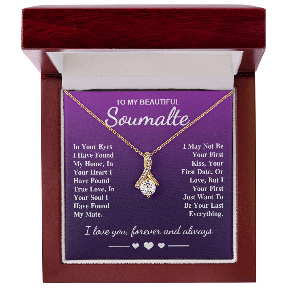 To My Beautiful Soulmate Necklace Gift, Soulmate for Wife Birthday Gifts from Husband, Valentine for Women, Soulmate Gifts, Message Card and Necklace Gifts Box Gift Box Styles on Birthday, Wedding, Anniversary, Valentine Allruing Necklace