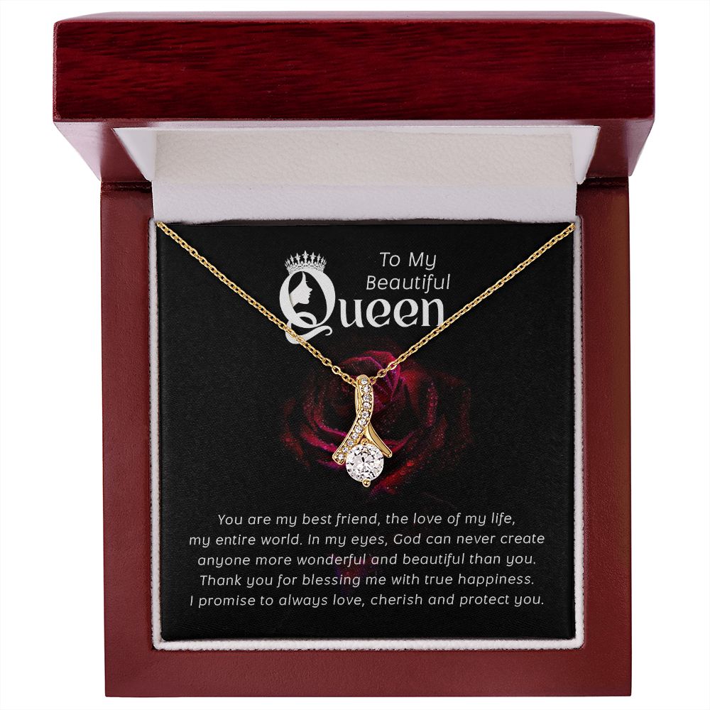 Couples Gifts, Beautiful Queen Necklace Gifts From Husband, Wedding Anniversary Jewelry For Wife From Husband, Wife Birthday From Husband, To My Soulmate Message Card and Gift Box styles On Birthday, Christmas, Anniversary  Allruing Necklace