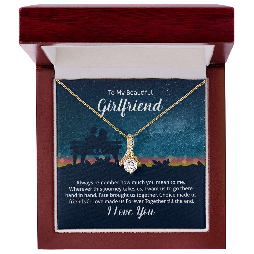 Couples Gifts Necklace To My Beautiful Girlfriend Necklace Gifts For My Wife, I Love You, Love Knot Meaningful Necklace Message Card and Gift Box Styles on Birthday, Christmas, Anniversary Allruing Necklace