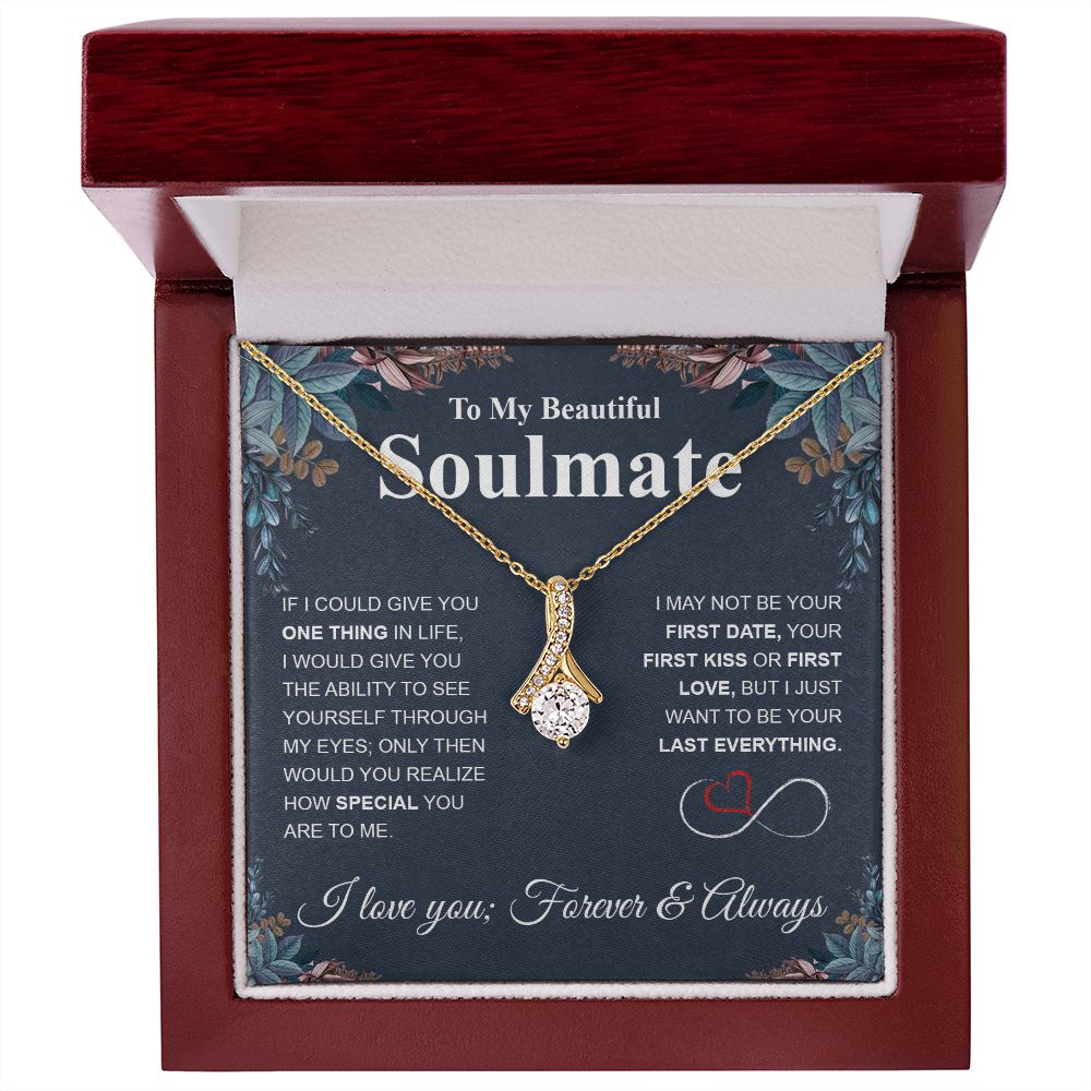 To My Beautiful Soulmate Necklace My Last Everything, Promise Necklace For Her, Fiance Gift For Her, Wedding Gifts For Future Wife With Message Card Box LED, Soulmate Necklace For Women, To My Wife Necklace Allruing Necklace