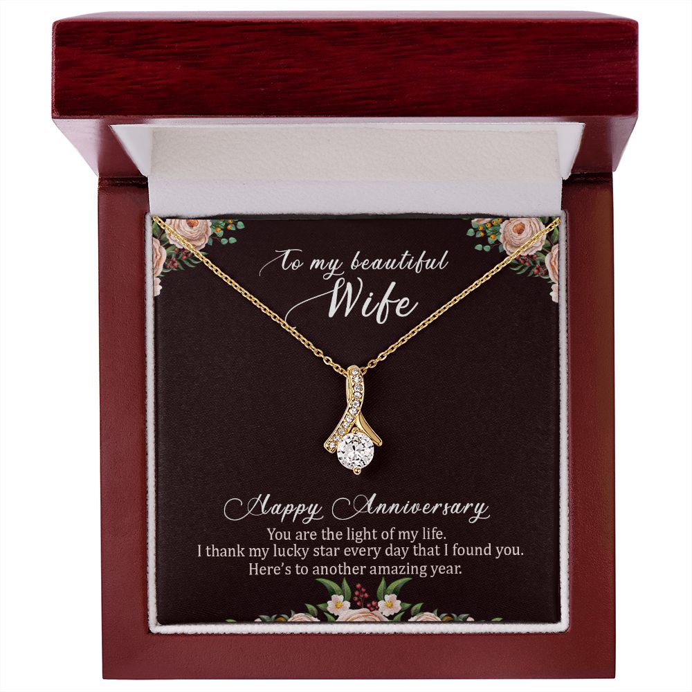 To My Beautiful Wife Necklace, Wife Necklace, Wife Gift, WIfe Gift From Husband, Happy Anniversary, Meaningful Necklace Message Card and Gift Box Styles on Birthday, Christmas, Anniversary  Allruing Necklace