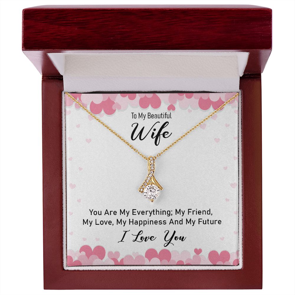 Couples Gifts Necklace To My Beautiful Wife Necklace Gifts For My Wife, I Love You, Love Knot Meaningful Necklace Message Card and Gift Box Styles on Birthday, Christmas, Anniversary Allruing Necklace