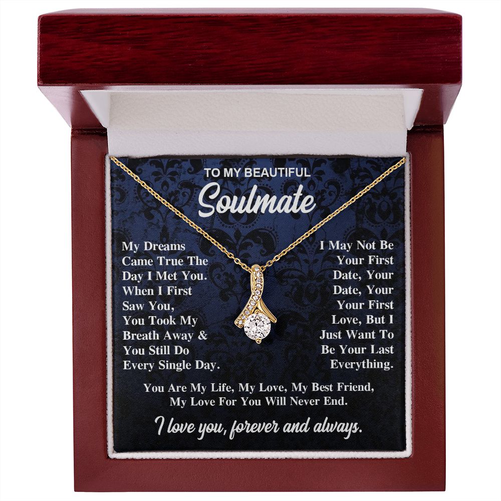 To My Soulmate Necklace Gift for Her, Soulmate Jewelry, Necklaces for Wife from Husband, Wedding To My Wife Necklace, Soulmate Gifts, Necklace Message Card and Gift Box Styles on Birthday, Wedding, Anniversary, Valentine Allruing Necklace