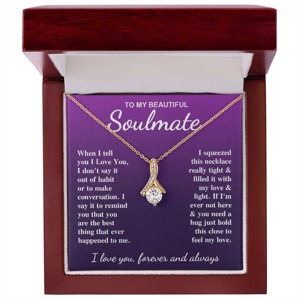 To My Beautiful Soulmate Necklace Gift for Her, Soulmate for Wife Birthday Gifts from Husband, Valentine for Women, Soulmate Gifts, Message Card and Necklace Gifts Box Gift Box Styles on Birthday, Wedding, Anniversary, Valentine Allruing Necklace