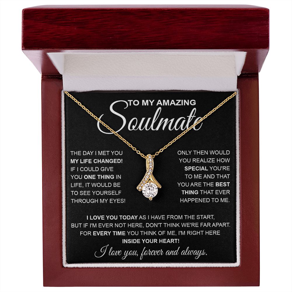 to My Soulmate Necklace, Soulmate Jewelry for Women, Wife Gifts from Husband , Necklace for Wife Soulmate Gifts Future Wife Necklace Message Card and Gift Box Styles on Birthday, Wedding, Anniversary, Valentine Allruing Necklace