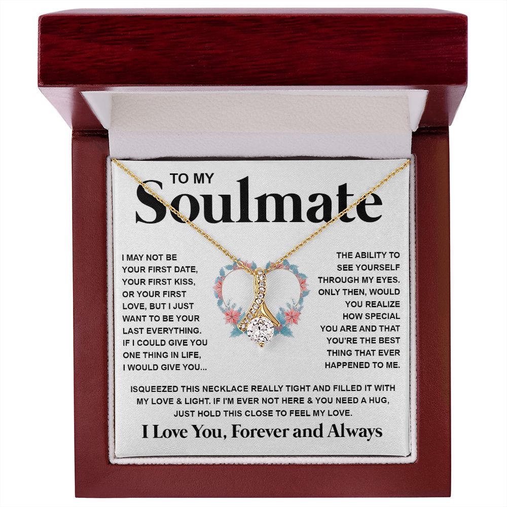 Couples Gifts Necklace To My Soulmate Necklace Valentine Christmas Jewelry Romantic Gifts For My Wife Pendant Jewelry with Message Card and Box Necklaces for Women Valentines Day Happy Anniversary Wedding Present Allruing Necklace