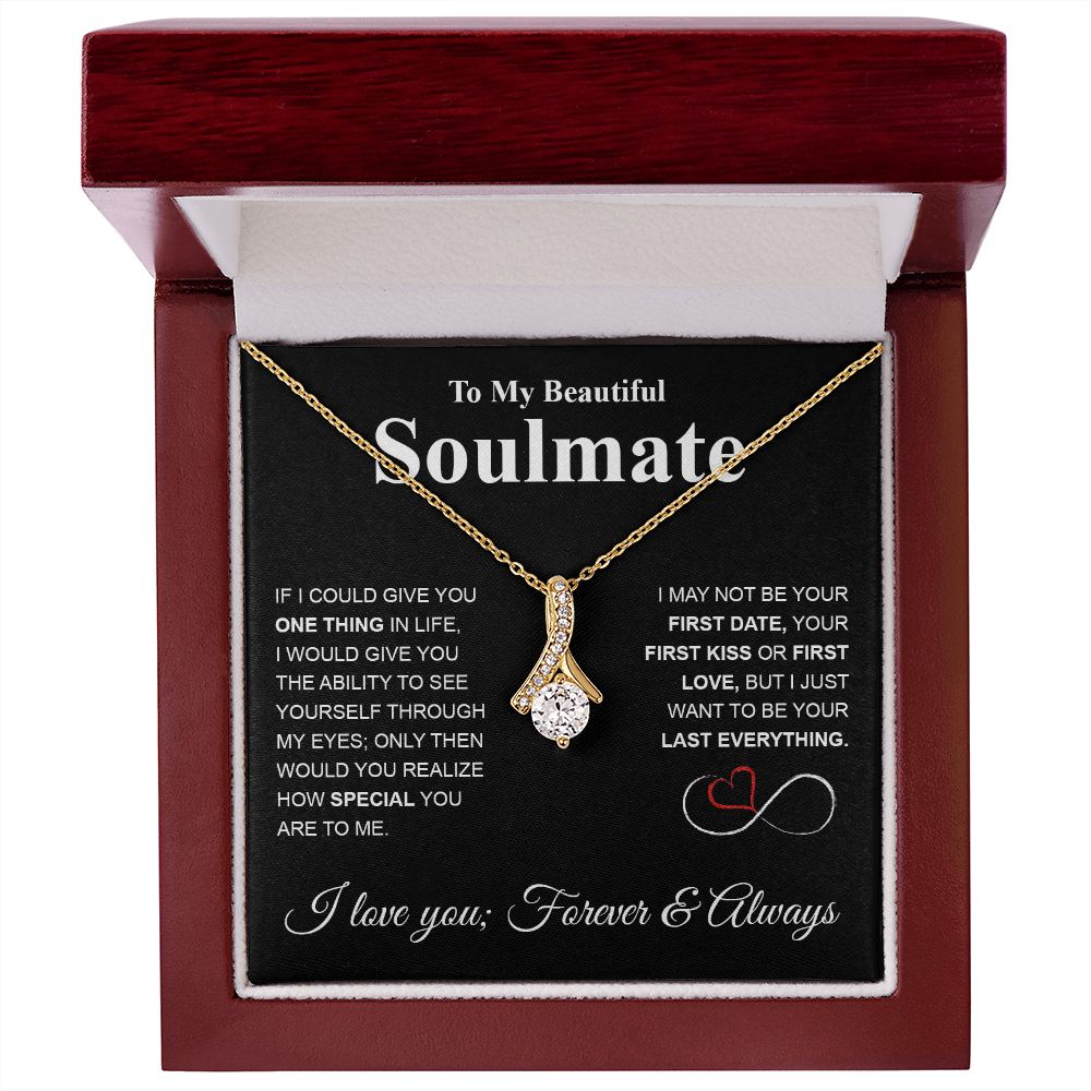 To My Beautiful Soulmate Necklace My Last Everything, Promise Necklace For Her, Fiance Gifts For Her, Valentine Gifts For Future Wife With Message Card Box LED, Soulmate Necklace For Women, To My Wife Necklace Allruing Necklace
