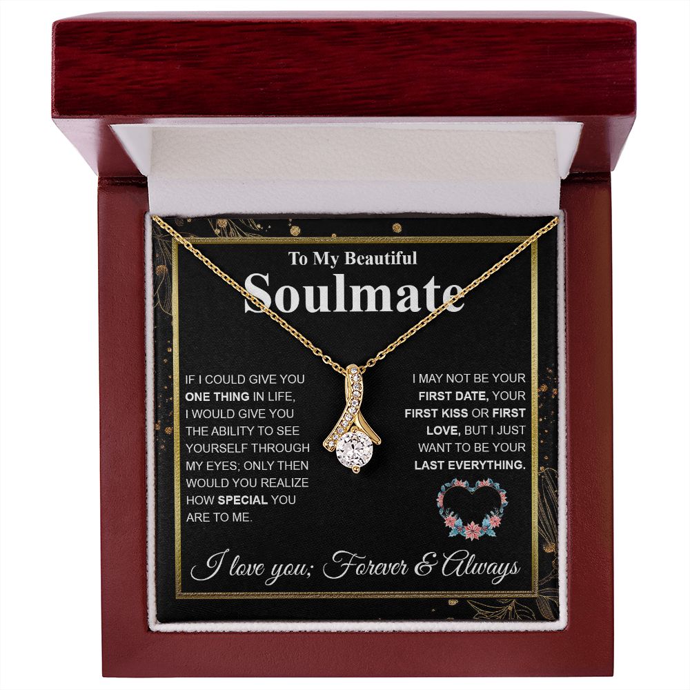 Beautiful Soulmate Necklace My Last Everything, Promise Necklace For Her, Fiance Gifts For Her, Wedding Valentine Gifts For Future Wife With Message Card Box LED, Soulmate Necklace For Women, To My Wife Necklace Allruing Necklace