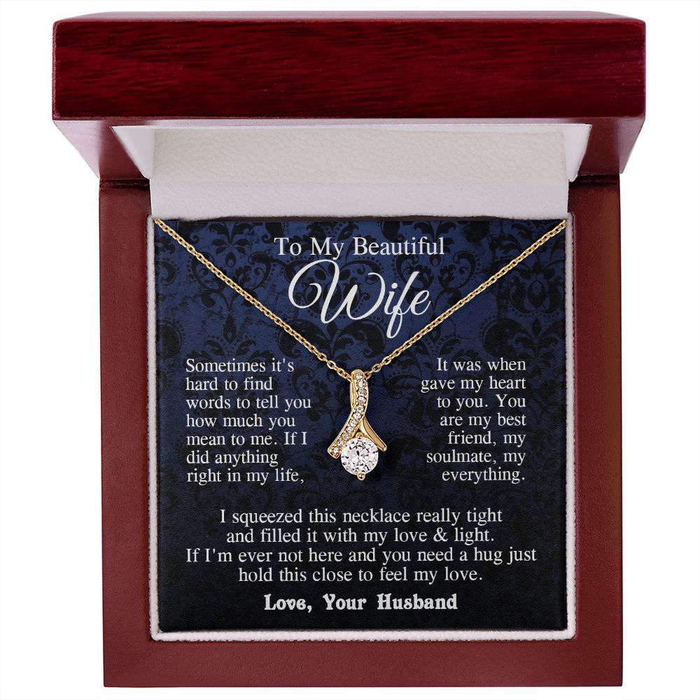 Wife Necklace from Husband, Anniversary Romantic Gift for Wife from Husband to My Wife Necklaces for Wife Birthday Gifts, Wife Jewelry Necklace Message Card and Necklace Gift Box Gift Box Styles on Birthday, Wedding, Anniversary, Valentine Allruing Neckla