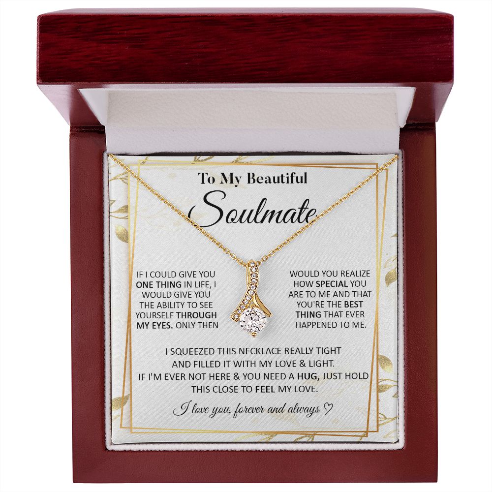 Couples Gifts To My Beautiful Soulmate Necklace From Husband, Wedding Anniversary For Wife From Husband, Wife Wedding From Husband, To My Wife, Necklace Custom Name Message Card and Gift Box Styles on Birthday, Christmas, Wedding, Anniversary Allruing Nec