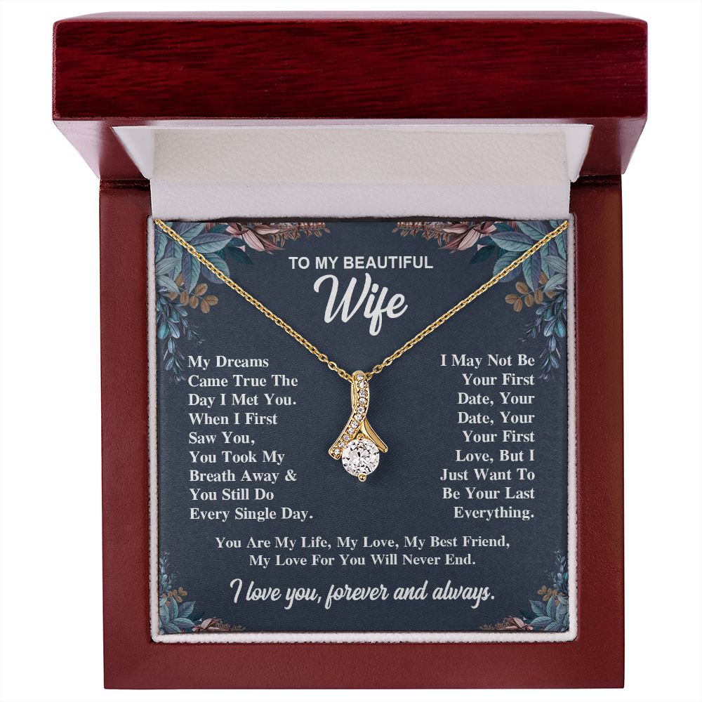 To My Wife Necklace Gift for Her, Soulmate Jewelry, Necklaces for Wife from Husband, Birthday To My Wife Necklace, Soulmate Gifts, Necklace Message Card and Gift Box Styles on Birthday, Wedding, Anniversary, Valentine Allruing Necklace