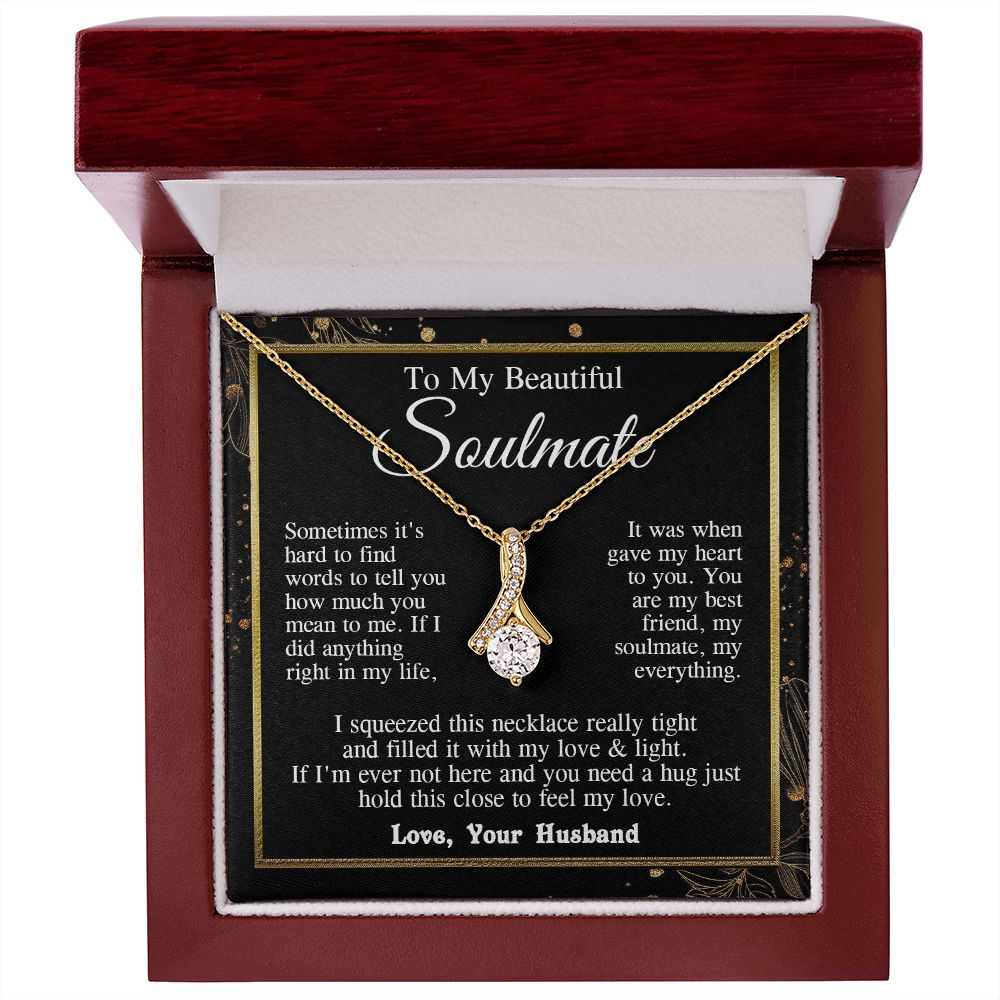 Soulmate Necklace from Husband, Valentine Romantic Gift for Wife from Husband to My Wife Necklaces, Wife Jewelry Necklace Message Card and Necklace Gift Box Gift Box Styles on Birthday, Wedding, Anniversary, Valentine Allruing Necklace